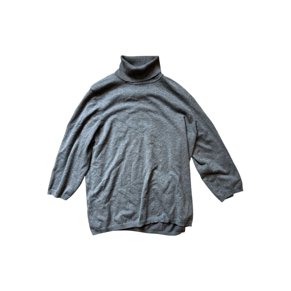 Chico's Size 3 (XL / 16) Heather Gray Rayon Blend Turtleneck Knit Sweater